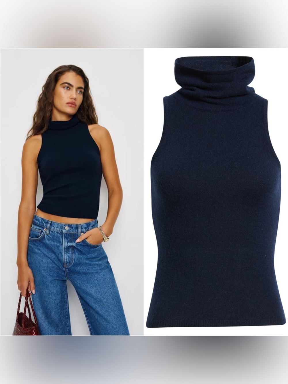 Reformation Marcy Sleeveless Cashmere
Turtleneck Sweater $148